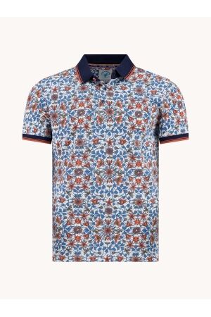 A Fish Named Fred Polo art nouveau 95/5% Cotton/Elas 607 Cobalt 607 Cobalt