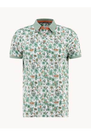 A Fish Named Fred Polo floral 95/5% Cotton/Elas 302 Olive Green 302 Olive Green