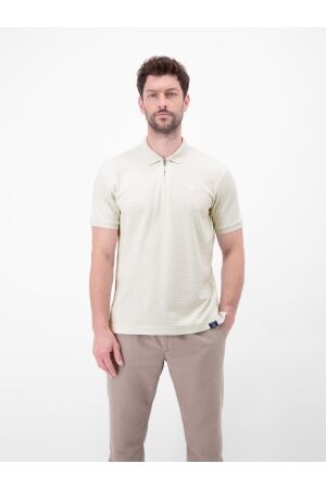 Lerros Polo Zipper Jaquard 100% Co 116 CLOUDY WHITE 116 CLOUDY WHITE