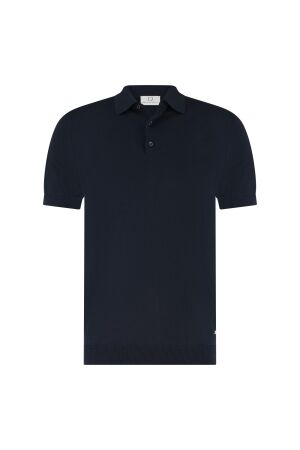 Born with Appetite WOLF knitted polo 85/10/5% Co/Silk/Linen 4001 Navy 4001 Navy