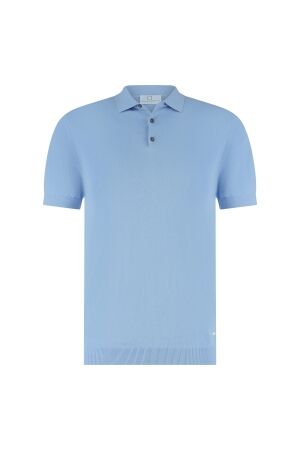 Born with Appetite WOLF knitted polo 85/10/5% Co/Silk/Linen 4003 Light Blue 4003 Light Blue