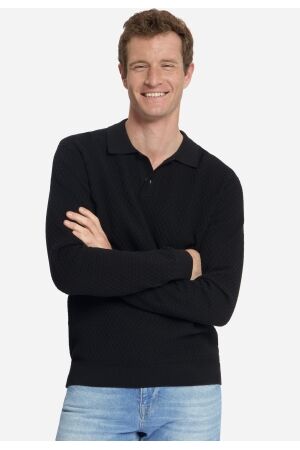 No Excess Pullover Polo Buttons Jacquard Knit 020 Black 020 Black