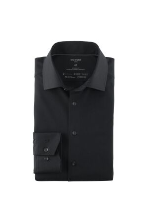 Olymp 24/Seven Flex Twill Modern Fit Zwart Zwart