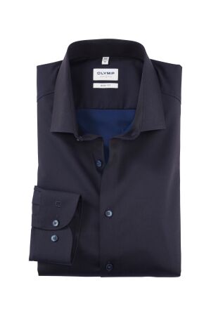 Olymp Level5 Body Fit Satin Nachtblau Blauw Blauw