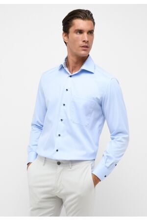 Eterna Twill Cover Shirt Comfort Fit Blauw Blauw