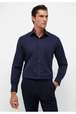 Eterna Twill Cover Shirt Comfort Fit Blauw Blauw
