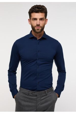 Eterna Jersey Slim Fit Blauw Blauw