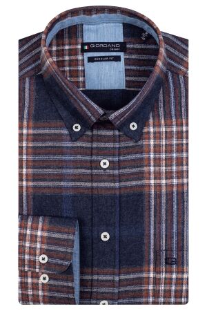 Giordano B.d. Brushed Herringbone Navy Blauw Blauw