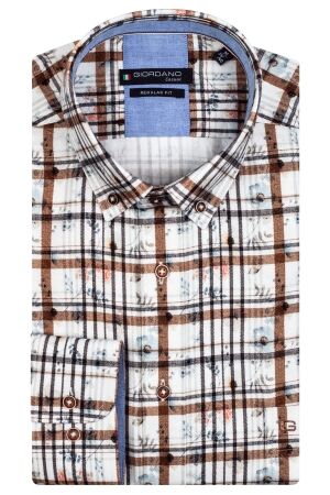 Giordano B.d. Brushed Flower Check White Wit Wit