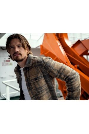 Giordano Overshirt 20% Wool Check Sand Beige Beige