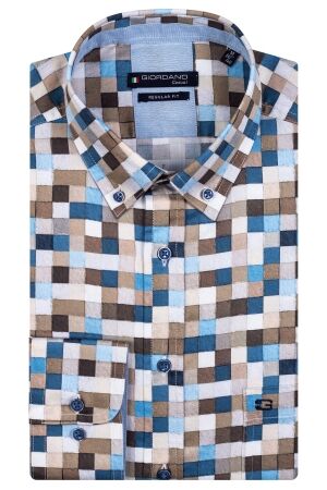 Giordano B.d. Multi Colour Squares Sand Bruin Bruin