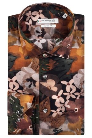 Giordano Flower Print Dark Gold Bruin Bruin