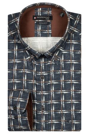 Giordano B.d. Printed Check Regular Fit 80 Dark Brown 80 Dark Brown