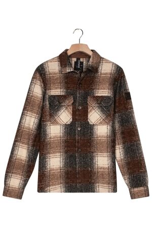 Giordano Taranto Overshirt Knitted Wool Check 4 Way Flex 80 Dark Brown 80 Dark Brown