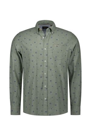 NZA New Zealand Auckland SHIRT LONG SLEEVE 97/3% Co/Elas 1771 LIGHT SAGE MELANGE 1771 LIGHT SAGE MELANGE