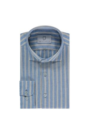 Born with Appetite AVENUE Stripe shirt LS Linen Cotton 9901 Blue 9901 Blue