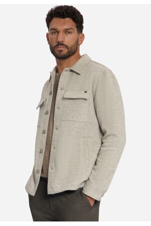 No Excess Overshirt Full Button Solid Jacquard Stripe 122 Cement 122 Cement