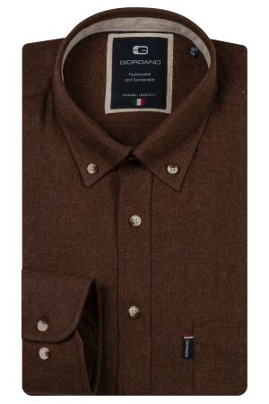 Giordano Long Sleeve b.d. Wooltouch flanel twill 80 Chocolate Brown 80 Chocolate Brown