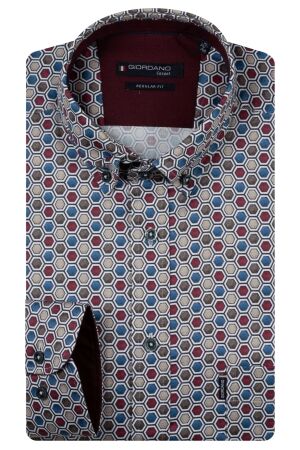 Giordano Long Sleeve b.d. Satin Stretch 40 Dark Red 40 Dark Red