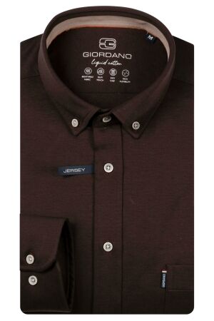 Giordano Long Sleeve b.d. Liquid Cotton 80 Dark Brown 80 Dark Brown