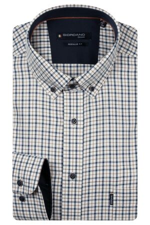 Giordano Long Sleeve b.d. Soft Twill Check 60 Navy 60 Navy