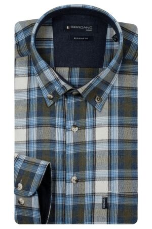 Giordano Long Sleeve b.d. Soft brushed twill check 60 Navy 60 Navy
