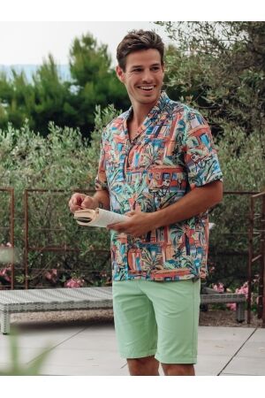 A Fish Named Fred Shirt SS tropical sketch 70/30% Co/Linen 073 Multicolor All Color 073 Multicolor All Color