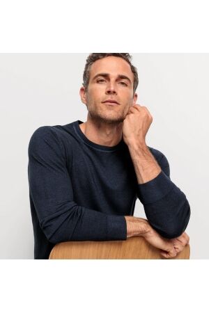 Olymp O-Neck Fast-dye 100% Merino 18 Marineblauw 18 Marineblauw