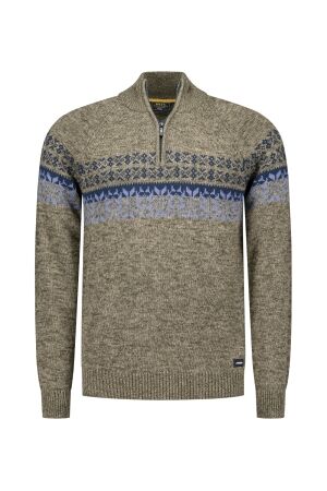 NZA New Zealand Auckland Pullover Zip Noors 100% Katoen 1763 BOTTLE GREEN MELANGE 1763 BOTTLE GREEN MELANGE