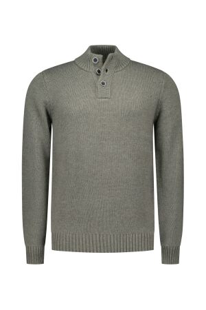 NZA New Zealand Auckland Pullover Buttons Wol/Acryle 1764 ARMY GREY MELANGE 1764 ARMY GREY MELANGE