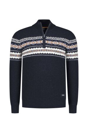 NZA New Zealand Auckland Pullover Zip Noors Katoen Wol 2638 CLASSIC NAVY MELANGE 2638 CLASSIC NAVY MELANGE