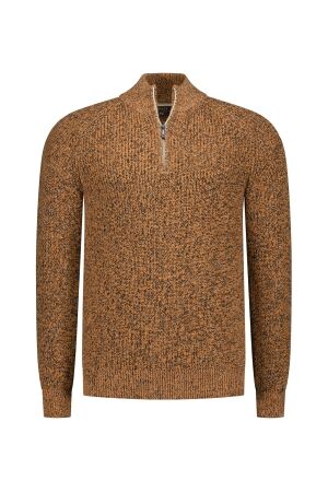 NZA New Zealand Auckland Pullover Zip 100% Katoen 1332 AUTUMN ORANGE MELANGE 1332 AUTUMN ORANGE MELANGE