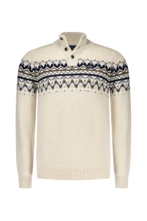 NZA New Zealand Auckland Pullover Buttons Wol/Acryle 1165 SEA FOAM MELANGE 1165 SEA FOAM MELANGE