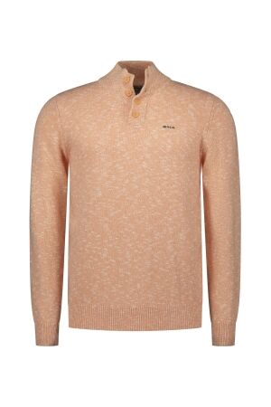 NZA New Zealand Auckland PULLOVER BUTTON COLLAR 100% COTTON 1508 SPRING ORANGE 1508 SPRING ORANGE