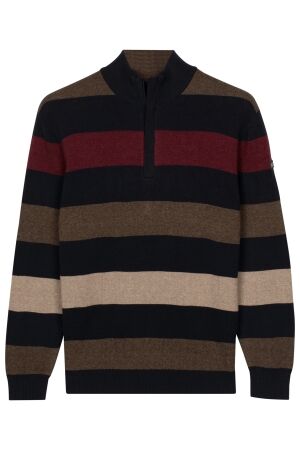 Baileys Pullover 1/2 Zip Stripe 2-Tone Cotton 475 Raspberry 475 Raspberry