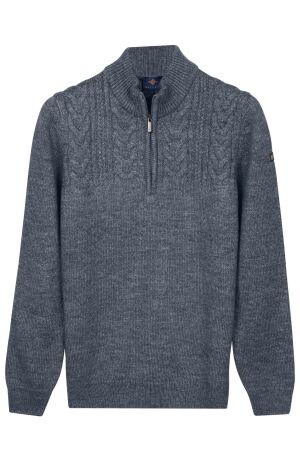 Baileys Pullover 1/2 Zip Cable Cotton Acryle 642 Faded Blue 642 Faded Blue