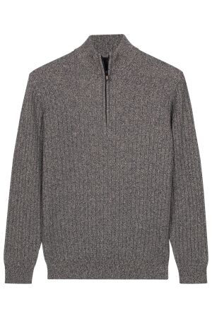 Baileys Pullover 1/2 Zip Twisted structure Cotton 695 Dark Blue 695 Dark Blue