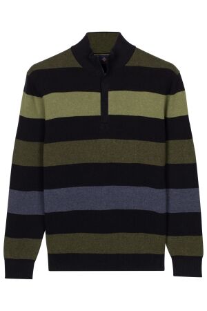 Baileys Pullover 1/2 Zip Stripe 2-Tone Cotton 775 Leaf Green 775 Leaf Green