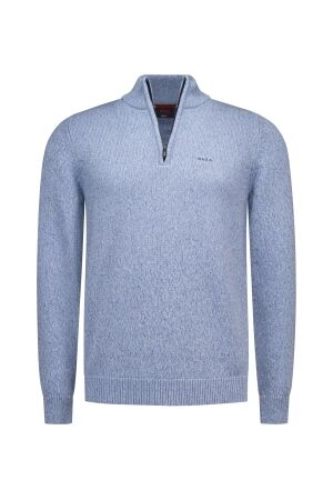 NZA New Zealand Auckland PULLOVER HALF ZIP 100% CO 2646 CAPRI BLUE MELANGE 2646 CAPRI BLUE MELANGE