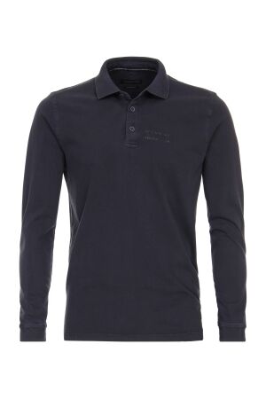 Casa Moda Polo Lange Mouw Garment Dyed Blauw Blauw