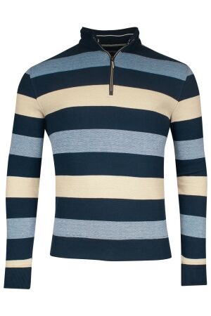 Baileys Sweatshirt 1/2 zip Pique Stripes 2-tone 69 Dark Blue 69 Dark Blue