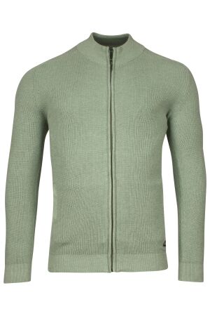 Baileys Cardigan Zip All over rib knitted 725 Misty Green Melange 725 Misty Green Melange