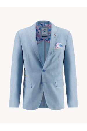 A Fish Named Fred Blazer linen look Poly Visc Linen 603 Aqua Blue 603 Aqua Blue