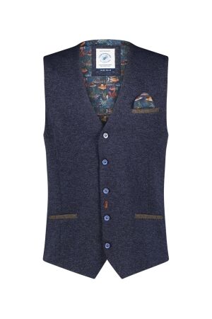 A Fish Named Fred Waistcoat Pique Navy Navy