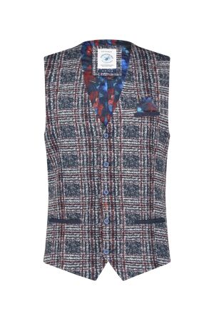 A Fish Named Fred Waistcoat Travel Check Navy Navy A Fish Named Fred Waistcoat Travel Check Navy Navy