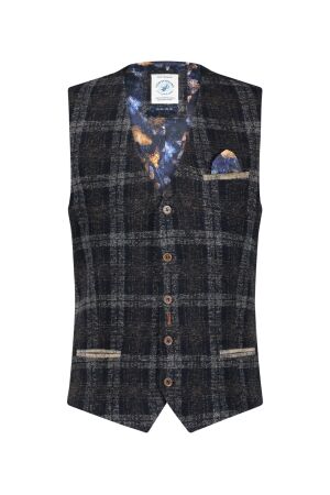 A Fish Named Fred Waistcoat Wool Check Chocolate Brown Chocolate Brown A Fish Named Fred Waistcoat Wool Check Chocolate Brown Chocolate Brown