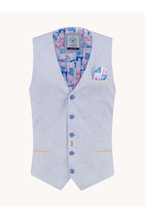 A Fish Named Fred Waistcoat linen look Poly Visc Linen 610 Light Blue 610 Light Blue