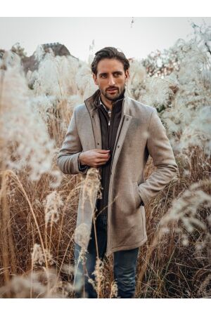 A Fish Named Fred Funnel neck coat 205 Sand 205 Sand